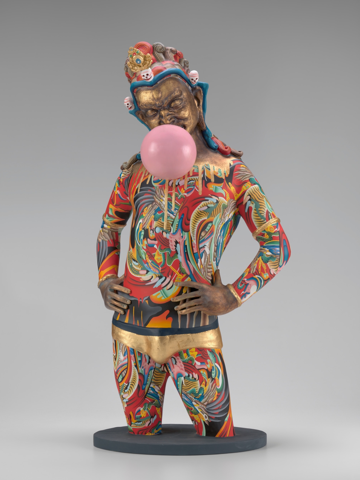 ‘Skippers (Kneedeep)’, 2019-20, Tsherin Sherpa (American, born Nepal, 1968), in collaboration with Regal Studios, Kathmandu, gold leaf, acrylic and ink on fiberglass. Virginia Museum of Fine Arts, 2021.66, Photo by David Stover
