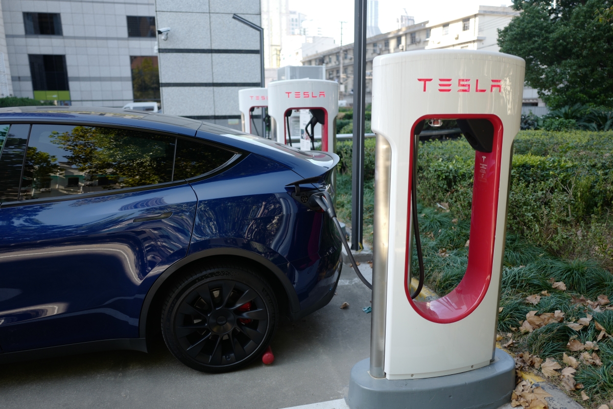 Tesla charging stations in Shanghai, China