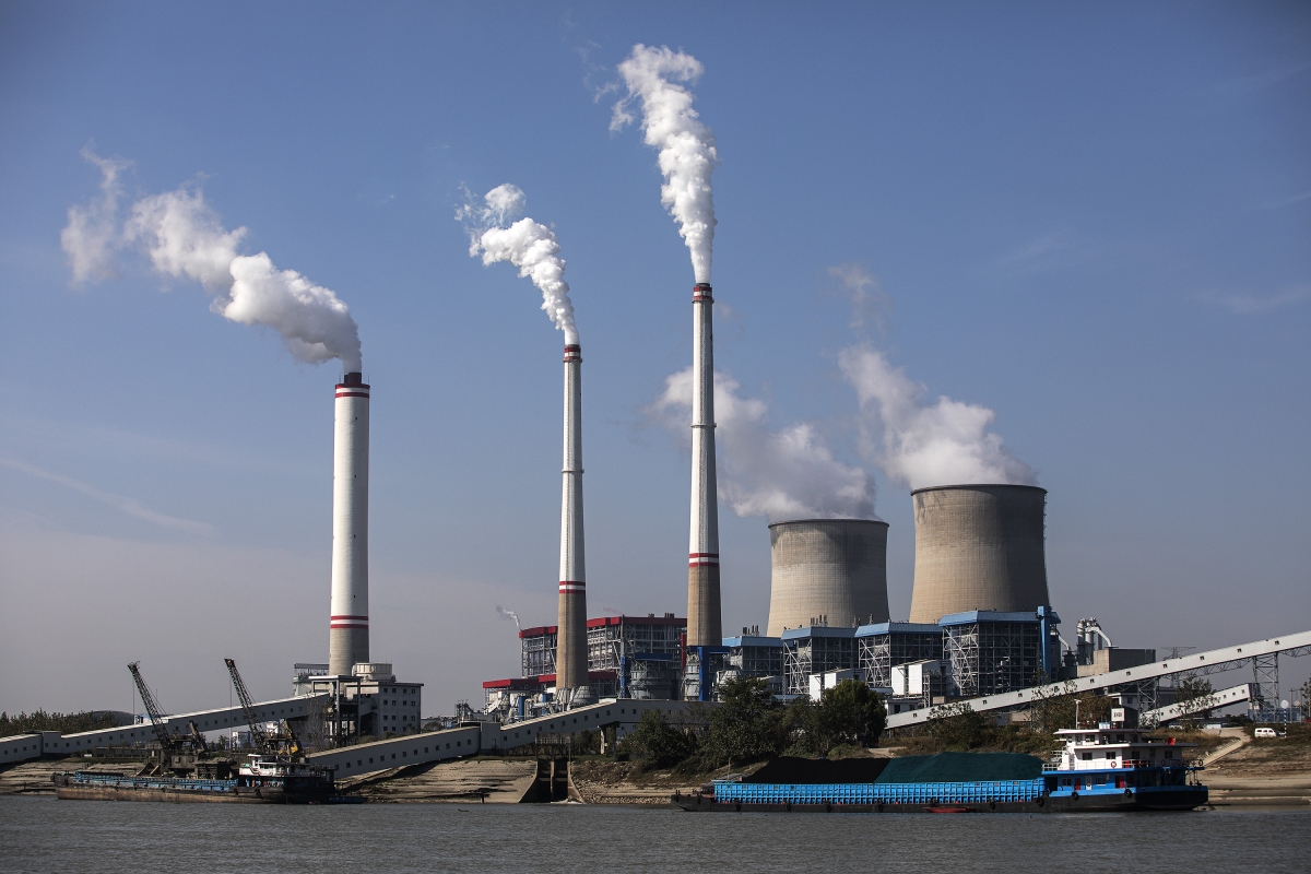 The view of the coal fired power plant on November 11, 2021 in Hanchuan, Hubei province, China.