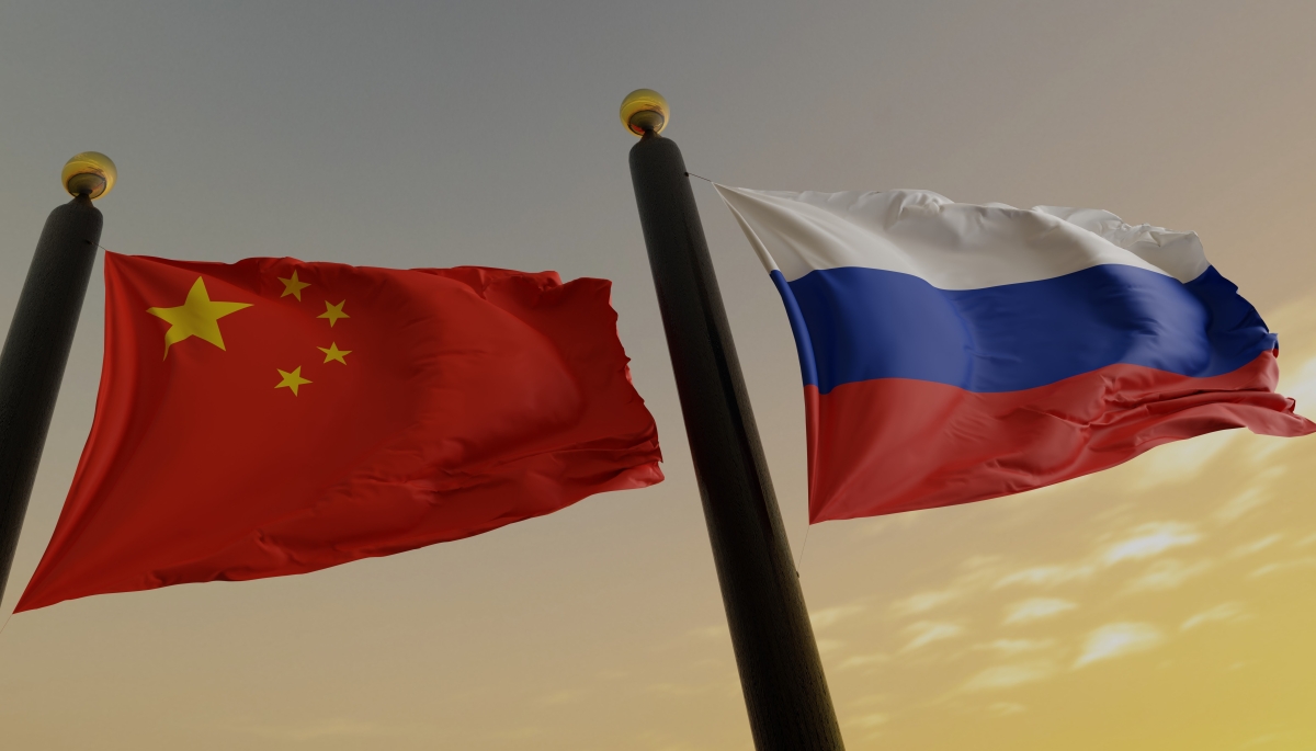 Chinese and Russian flags