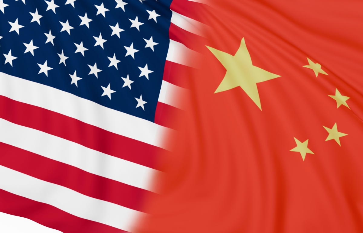 US and China flags