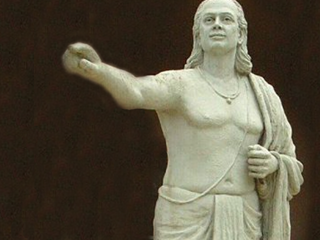 Modern statue of Aryabhata, astronomer and mathematician in ancient India. Photo: Mukerjee.