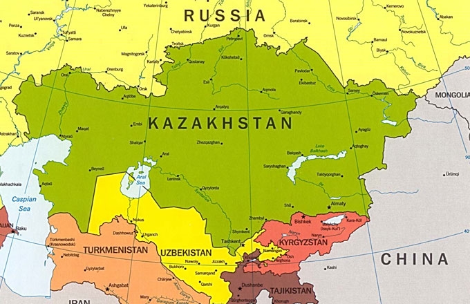 central and east asia blank political map