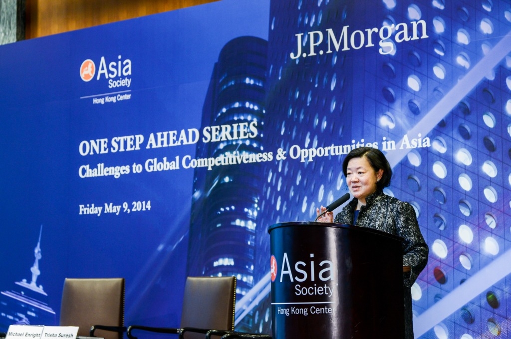 S. Alice Mong, Executive Director of ASHK, delivered welcoming remarks at the symposium on May 9, 2014. (Asia Society Hong Kong Center) 