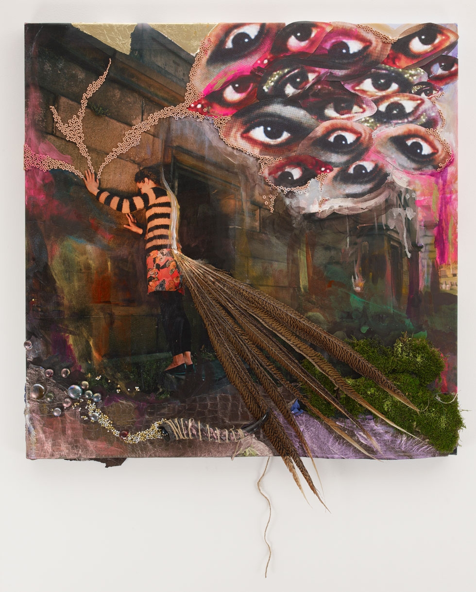 Chitra Ganesh and Christopher Meyers, Haunted Documents 14: Althea (2012), mixed media collage, 91.4 x 91.4 cm. (One room of Ganesh's Ghost Effect exhibition is dedicated to her collaborations with Christopher Meyers.)