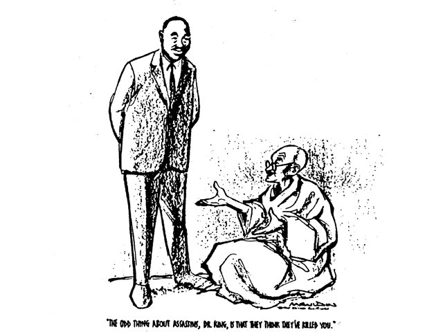 Newspaper cartoon of MLK. (The Chicago Sun-Times)
