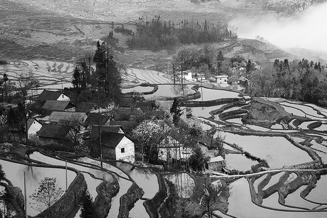 Mountains And Rivers Ancient Architecture Chinese Style Background