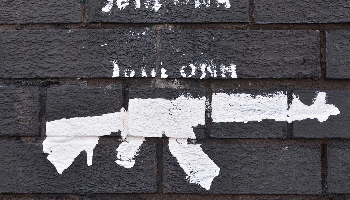 Graffiti of a gun from Belfast.