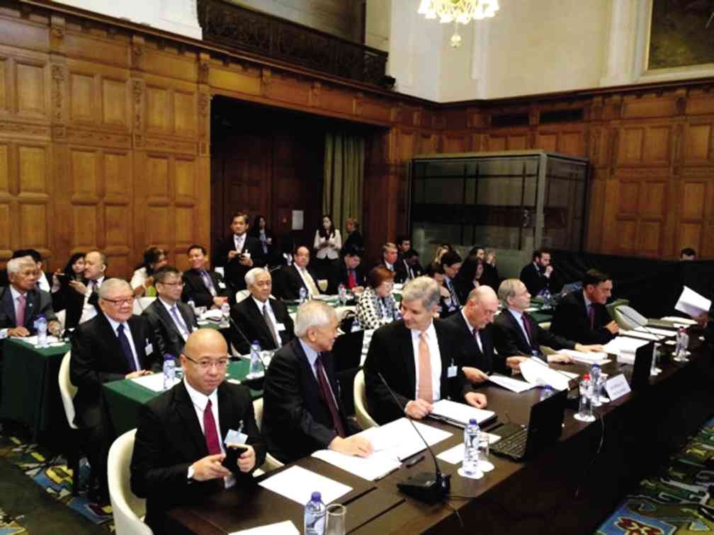 PH officials and lawyers at the Peace Palace in The Hague. Photo Credit: Philippine Daily Inquirer