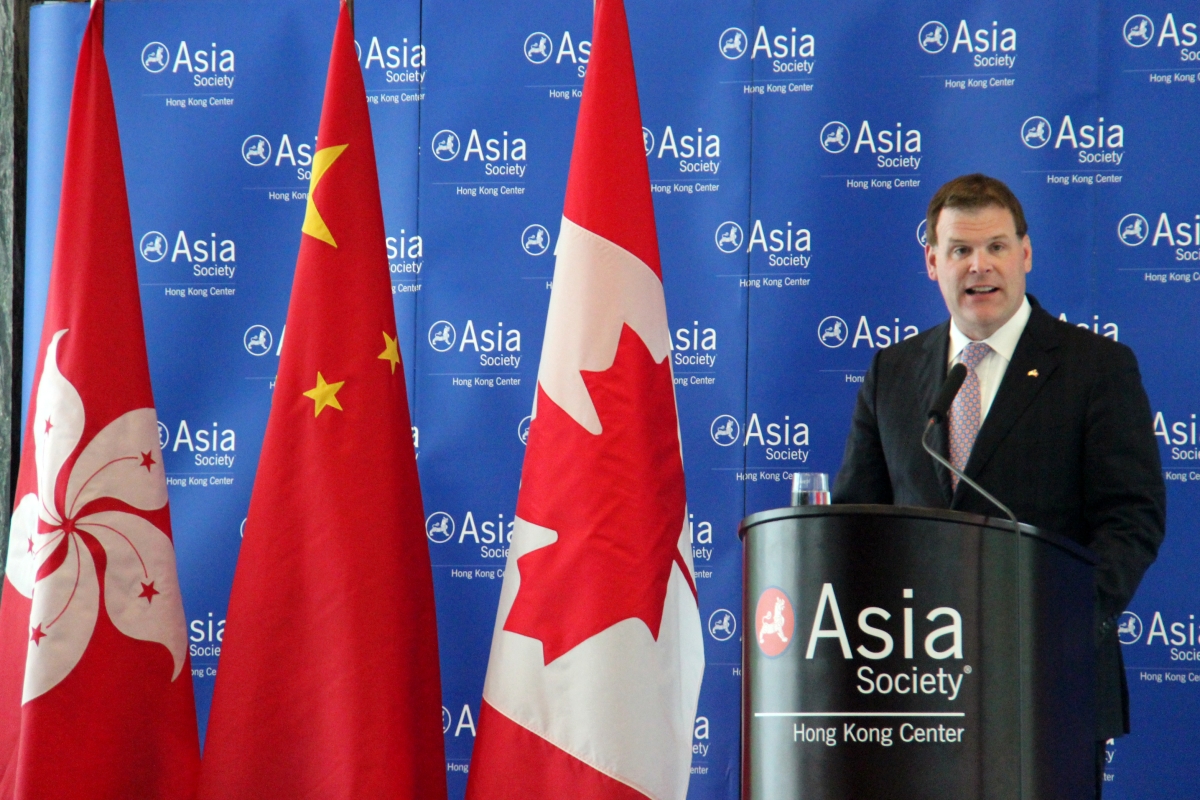 Canada's Minister of Foreign Affairs John Baird delivered a speech on Canadian trade relations in the Asia Pacific region on March 13, 2013. (Stephen Tong/Asia Society Hong Kong Center)