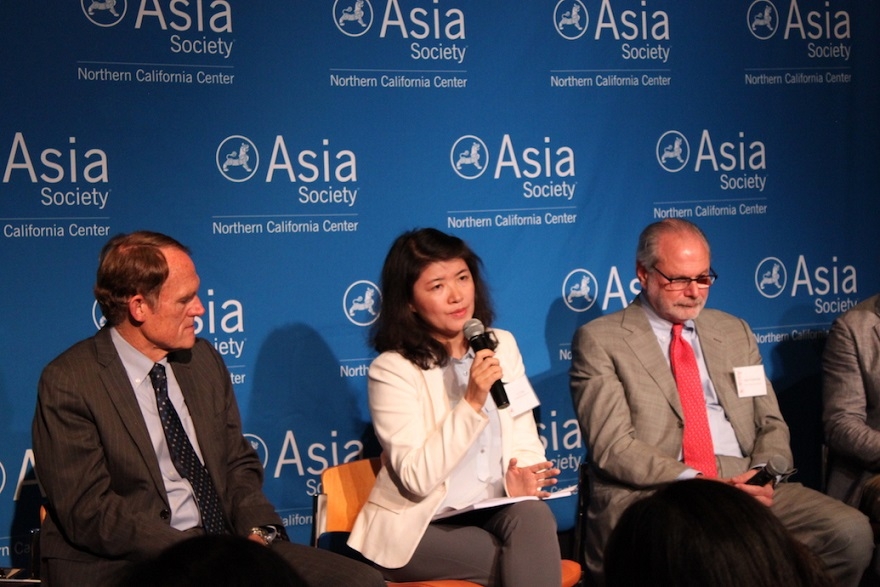 Li Chen, CFO of China Oceanwide Holdings Limited, responds to a question. (Asia Society)