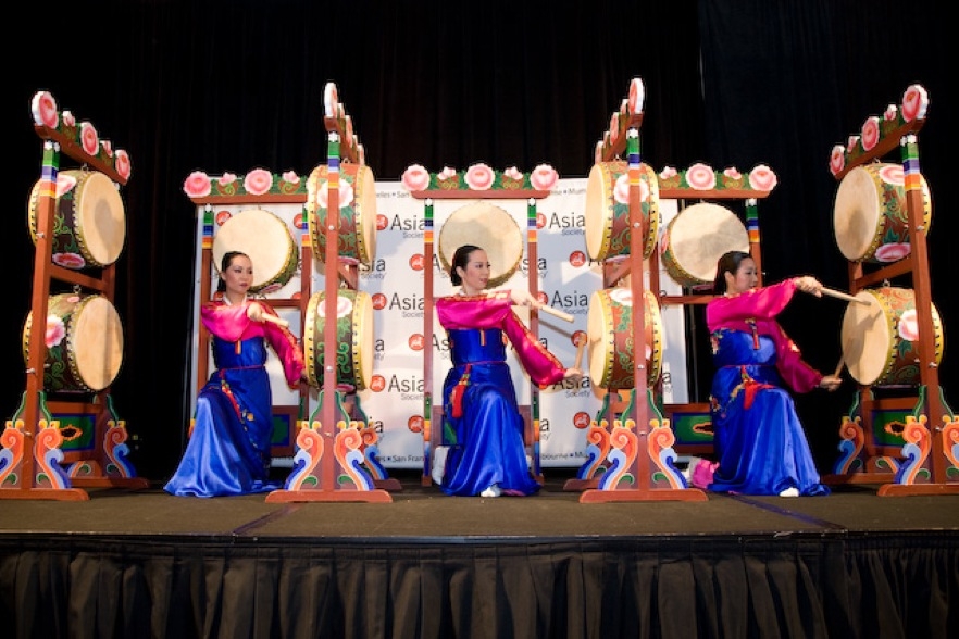 The Washington Korean Dance Company performs the &quot;Five Drum Dance.&quot; (Les Talusan/Asia Society Washington Center)
