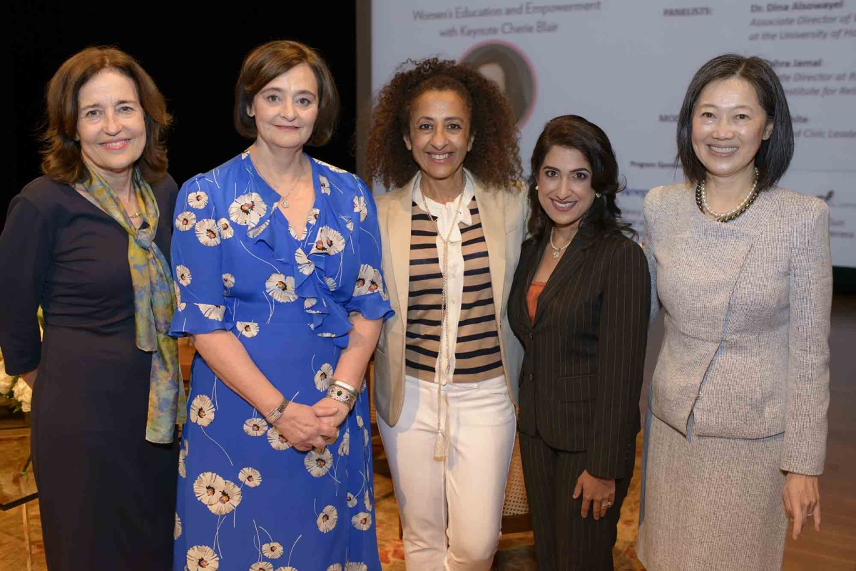 Left to Right: Andrea White, Cherie Blair, Dina Alsowayel, Zahra Jamal, and Anne Chao (Jeff Fantich)