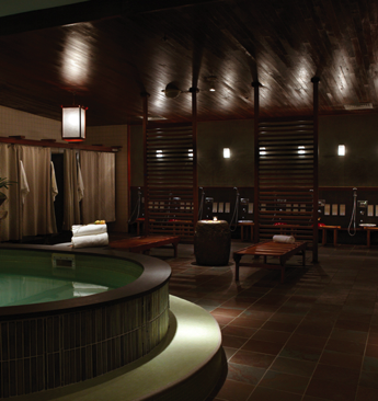 Unwind at the Japanese-inspired communal baths at the Kabuki Springs & Spa.