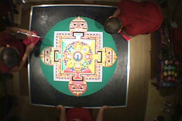 Seventh day of the construction of the sand mandala.