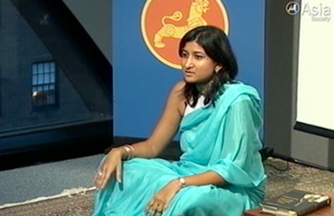 Namita Devidayal preparing to perform at the Asia Society on April 20, 2009.