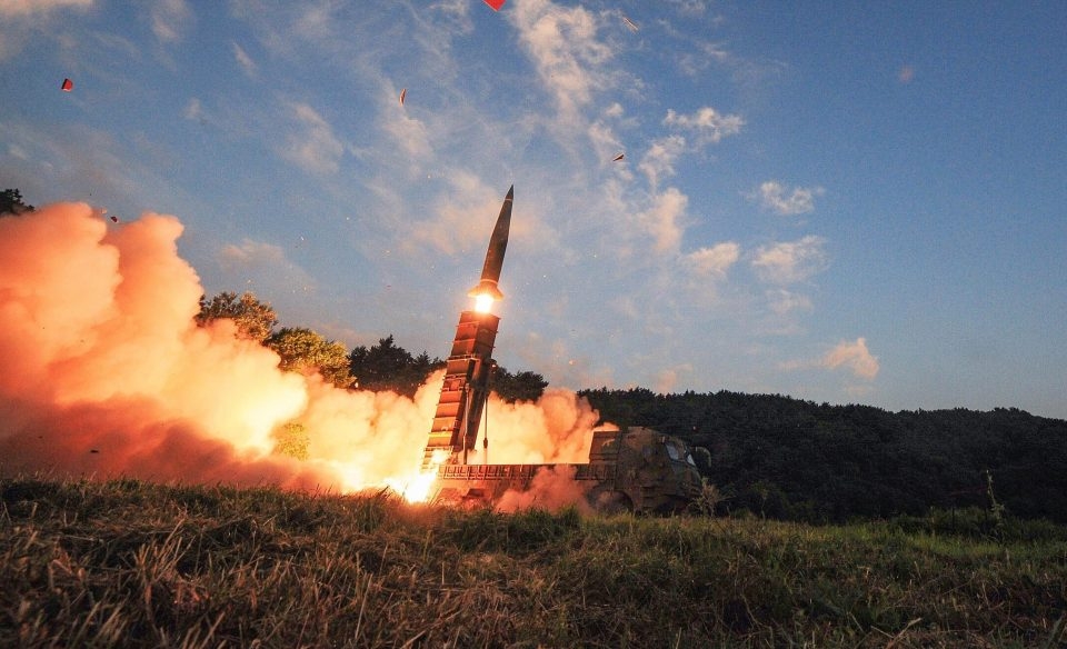 South Korea's Hyunmu-2 ballistic missile is fired during an exercise aimed to counter North Korea's nuclear test. (South Korea Defense Ministry)