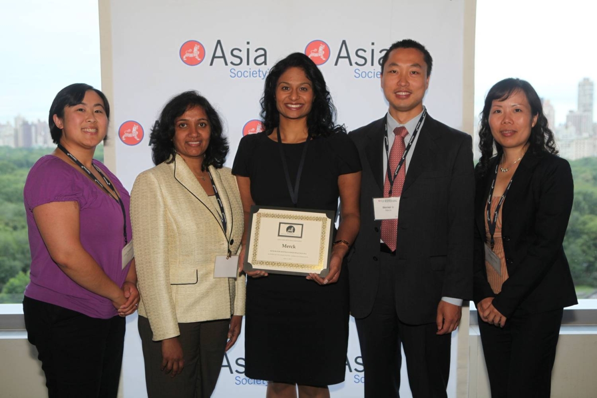 Annie Thomas and Merck delegates celebrating the Honor for Distinguished Practice for Best Company for Support of the Asian Pacific American Community