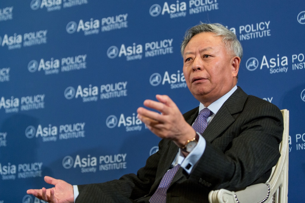 AIIB President Jin Liqun speaks at an Asia Society Policy Institute event in Washington D.C. on April 13, 2016. (Nick Khazal / Asia Society)