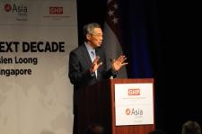 Prime Minister Lee Hsien Loong addresses Houston's business and civic leaders at the Hyatt Regency on July 12, 2010. (Marc Nathan Photographers, Inc.)