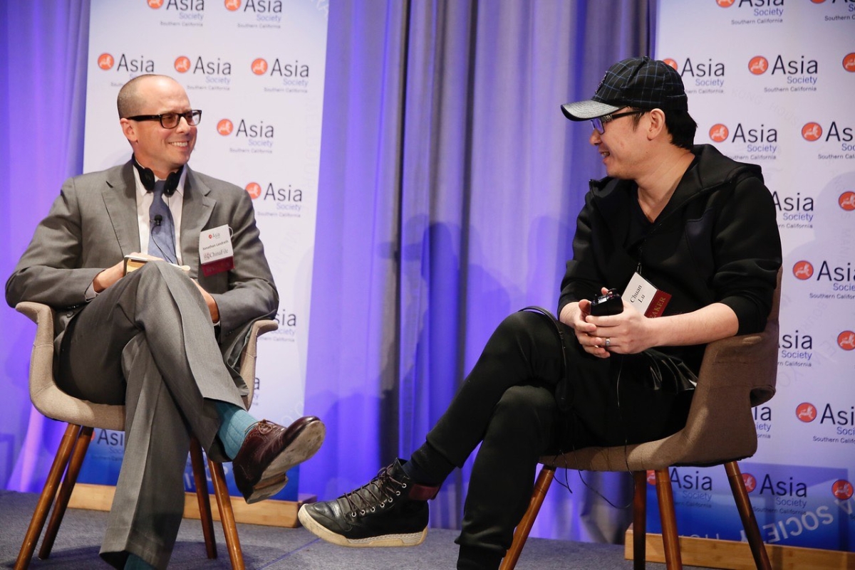 LU Chuan in conversation with Jonathan Landreth, Managing Editor of ChinaFile during the 2016 U.S.-China Film Summit at UCLA on Tuesday, November 1, 2016, in Los Angeles, California.