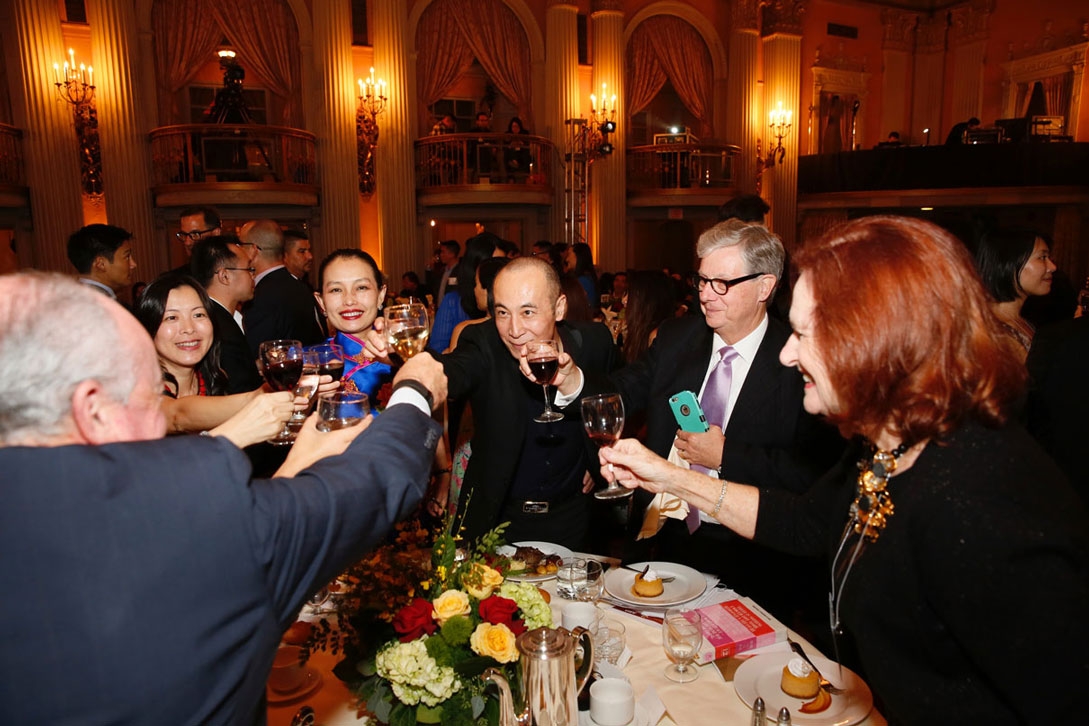 2016 U.S.-China Film Gala Dinner, Los Angeles, California - 2 Nov 2016
From left, Seagull Song, Wang Jin, Chinese Cultural Attache at Consulate, CAO Baoping, Writer, Director and Producer, Thomas McLain, Chairman Asia Society Southern California and Celeste McLain celebrate during the 2016 U.S.-China Film Gala Dinner held at the Millennium Biltmore Hotel on Wednesday, November 2, 2016, in Los Angeles, California.