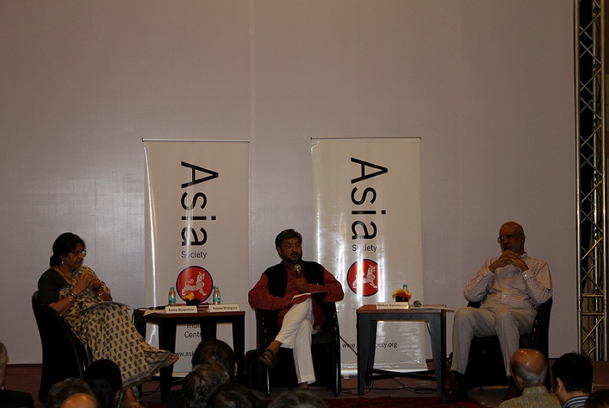 L to R: Rama Bijapurkar, Rajeev Bhargava, and Mohan Guruswamy in Mumbai on February 25, 2014. (Asia Society India Centre) 