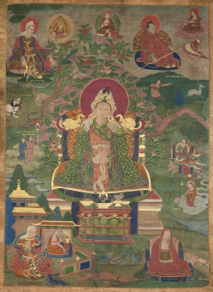 Lha'i rgyal po. 16th century. U (Central Tibet). Tradition: Gelug. Pigments on cloth. MU-CIV/MAO "Giuseppe Tucci," inv. 969/802. Image courtesy of the Museum of Civilisation/Museum of Oriental Art "Giuseppe Tucci," Rome.