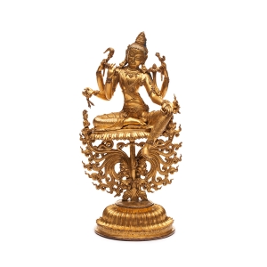 Bodhisattva Avalokiteshvara in the form of Amoghapasha Lokeshvara. Nepal. Three Malwa Kingdoms, 16th–17th century.