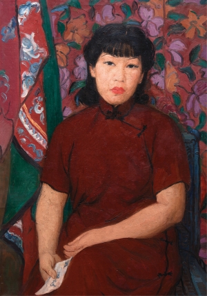Self-portrait in Red, c.1940, Oil on canvas. Anhui Provincial Museum.