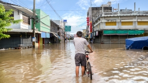 Scooter in flood Thailand