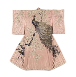 Kimono with Peacock and Tree Design