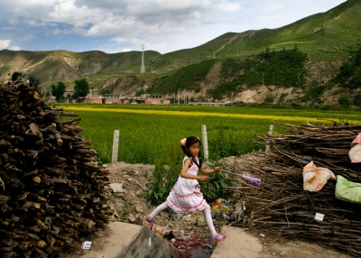 A girl in Xiahe, Gansu province, China.