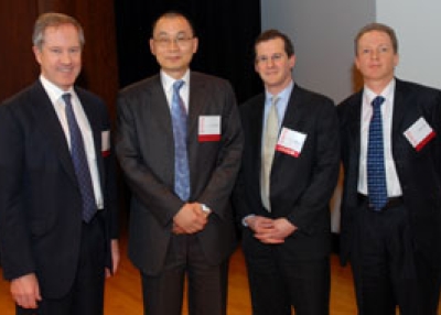 Left to right: Nicholas Lardy, Howard Chao, Jimmy Hexter, Jonathan Woetzel (Elsa Ruiz/Asia Society)