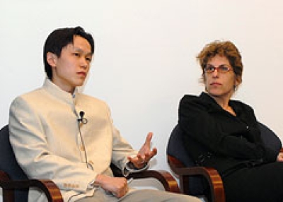 Left to right: Michael Zhao and Susan Chira (Elsa Ruiz/Asia Society)