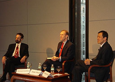 Left to right: Stewart Gordon, Jamie Metzl, and Reginald Chua. (Azadeh Fartash/Asia Society)