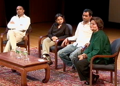 L to R: Rashid Rana, Asma Mundrawala, Imran Qureshi, and Salima Hashmi on Sep 10, 2009. (Asia Society New York)
