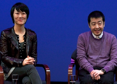 Actress Zhao Tao (L) and director Jia Zhangke (R) discuss their multi-film collaboration at Asia Society New York on Mar. 6, 2010 (7 min., 31 sec.).(Photo: Suzanna Finley/Asia Society)