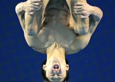 Sho Sakai of Japan during the men's 10m platform diving final at the Asian Games, Nov 26, 2010.