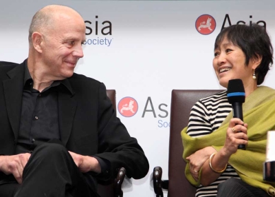 Architects Tod Williams and Billie Tsien recount their first impressions upon seeing the site of Asia Society's Hong Kong Center during a panel discussion, February 10, 2012. (Bill Swersey/Asia Society)