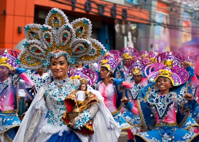 Decked out in glittering costumes for the Feast of the Santo Niño in Cebu, Philippines on January 15, 2012.  (Jun Pinili/Flickr)