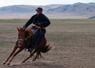 A horse rider enjoying a ride in the open air in Govi-Altay, Mongolia on July 17, 2012. (Kartik Anand/Flickr)
