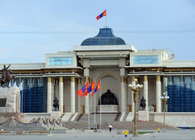 The Mongolian Government House on Sumbaatar Square in Ulan Bator. (Goh Chai Hin/AFP/Getty Images)