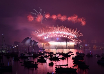 New Year's fireworks erupt over Sydney's iconic Harbour Bridge and Opera House during the traditional fireworks at midnight on January 1, (Saeed Khan/AFP/Getty Images)