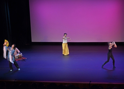 Performers Qian Yi, Chinese kunqu opera star; Parul Shah, celebrated performer of India’s kathak dance; and Wendy Whelan, former principal dancer with the New York City Ballet share the stage at Asia Society New York on June 24, 2015.  (Elsa M. Ruiz)