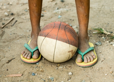 In the local villages of Cebu, Philippines, kids and adults will play basketball in flip flops on pretty rough terrain. (Richard James Daniels)