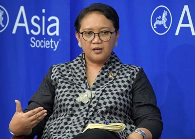 Indonesian Foreign Minister Retno Marsudi speaks at Asia Society in New York on September 26, 2017. (Elsa Ruiz/Asia Society)
