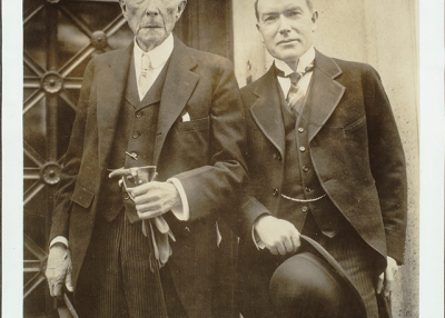 John D. Rockefeller Sr. and John D. Rockefeller Jr. in 1925. (Rockefeller Archive Center)