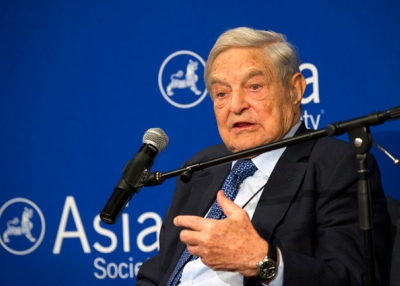 Billionaire philanthropist George Soros, chairman of the Open Society Foundations, speaking at Asia Society in New York on Thursday, April 20, 2015. (Elena Olivo/Asia Society)