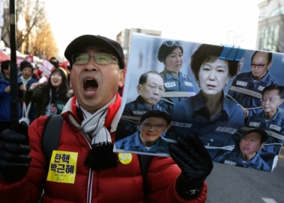 Protesters gathered and occupy major streets in the city center for a rally against South Korean President Park Geun-Hye on December 10, 2016 in Seoul, South Korea. (Chung Sung-Jun/AFP/Getty Images)